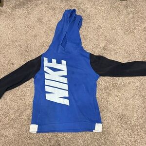 Nike Kids Blue Hoodie with Black Sleeves